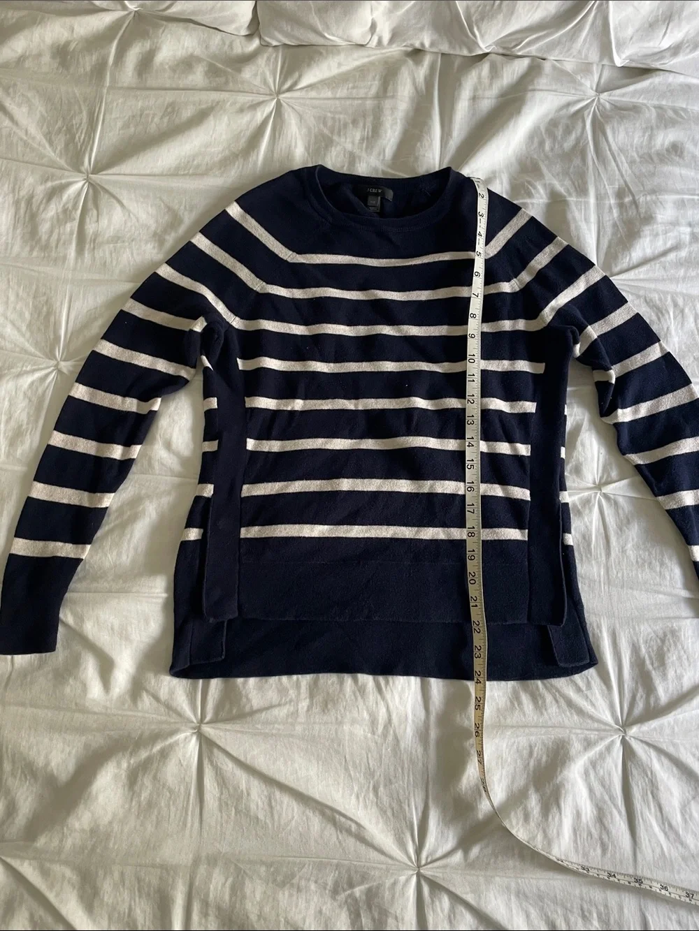 J. Crew Navy and White Striped Crewneck Sweater